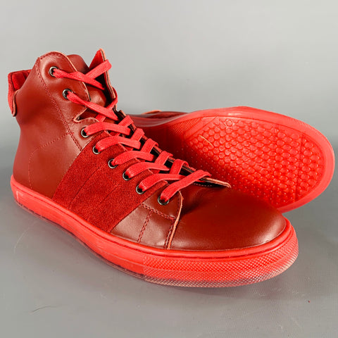 BADGLEY MISCHKA Size 10 Teddy Red Leather High Top Sneakers