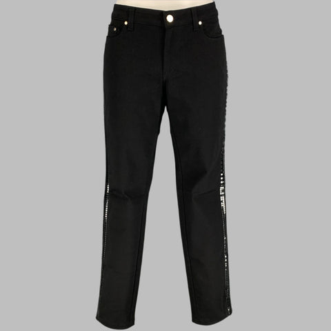 VERSACE COLLECTION Size 24 Black Cotton Blend Studded Skinny Jeans