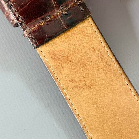 ANN TAYLOR Size S Brown Croc Embossed Leather Covered Buckle Belt