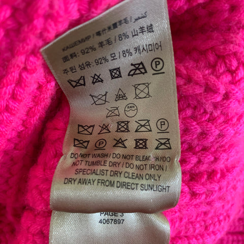 BURBERRY Size M Pink Wool Cashmere Cable Knit Crew-Neck Sweater