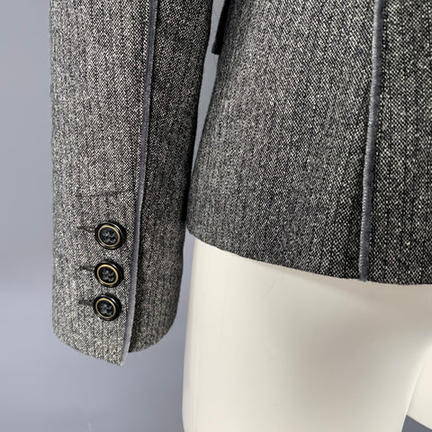 DOLCE & GABBANA Size 8 Grey Black Wool Blend Stripe Blazer