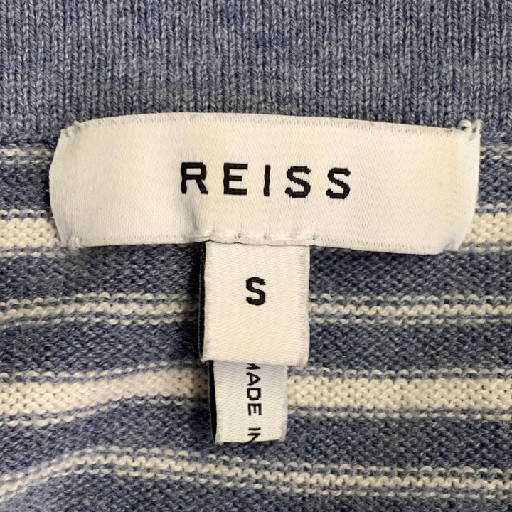 REISS Size S Wriggle Blue Cream Stripe Wool Cotton Zip Up Polo