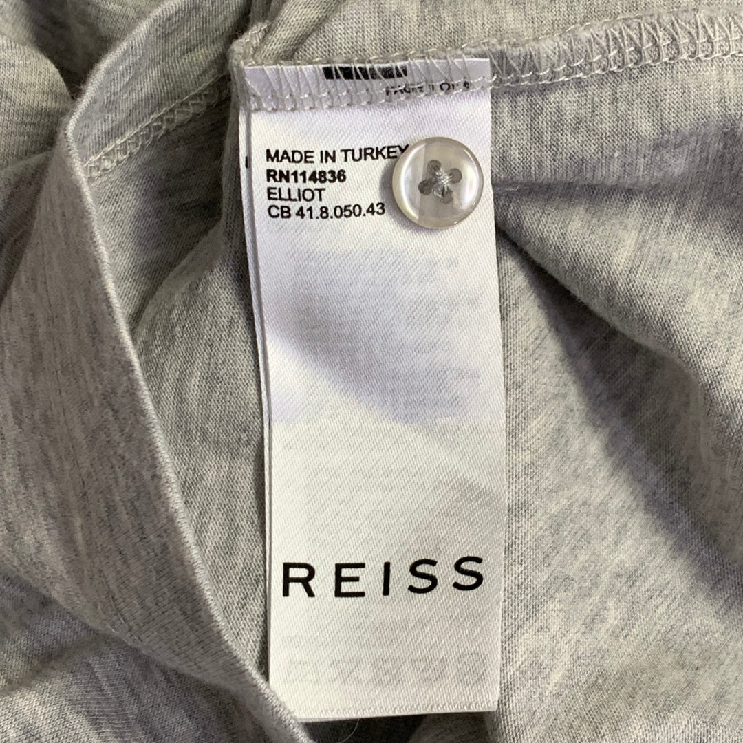 REISS Size S Elliot Grey Heather Cotton One Pocket Polo