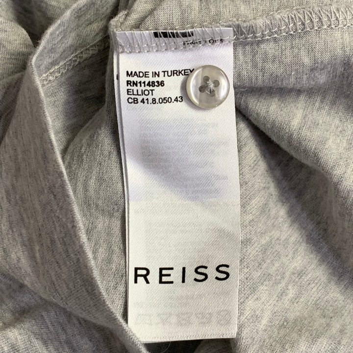 REISS Size S Elliot Grey Heather Cotton One Pocket Polo