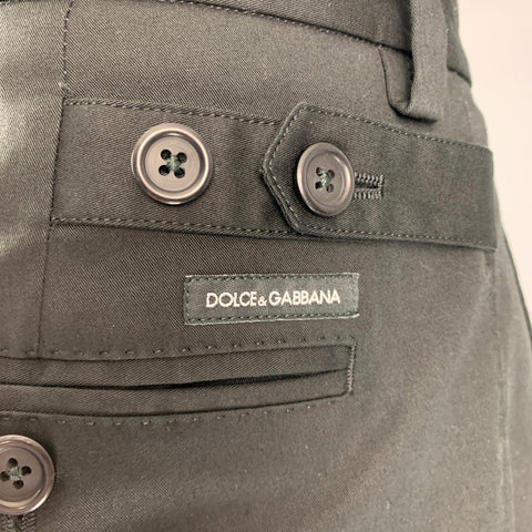 DOLCE & GABBANA Size 34 Black Cotton Blend Zip Fly Dress Pants