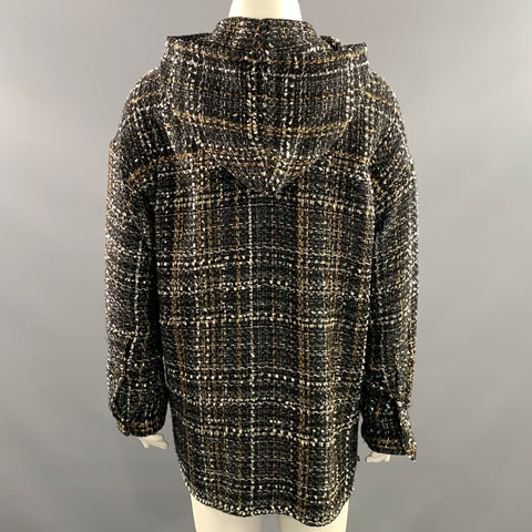 THE KOOPLES Size 1 Black Gold White Grey Knit Hooded Jacket Indoor Blazer