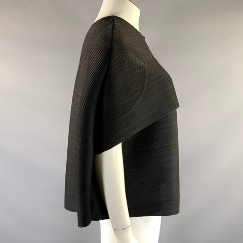 MC OASIS Size One Size Black Polyester Pleated Draped Casual Top