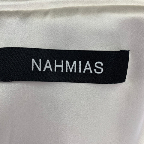 NAHMIAS Size XL -Summer Land- White Multi Color Embroidery Silk Button Up Vest