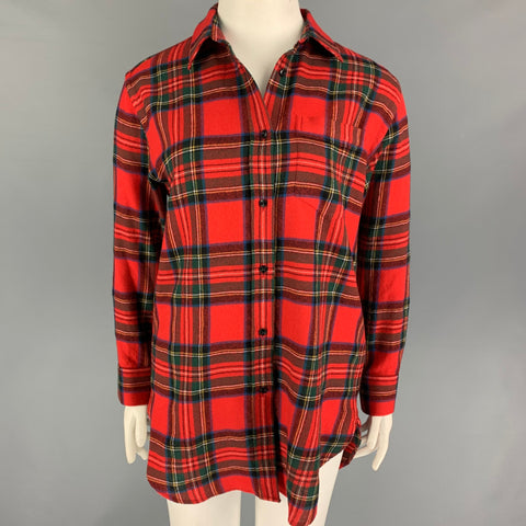 BURBERRY LONDON Size 10 Red Multi-Color Wool Plaid Button Up Shirt – Sui Generis Designer Consignment
