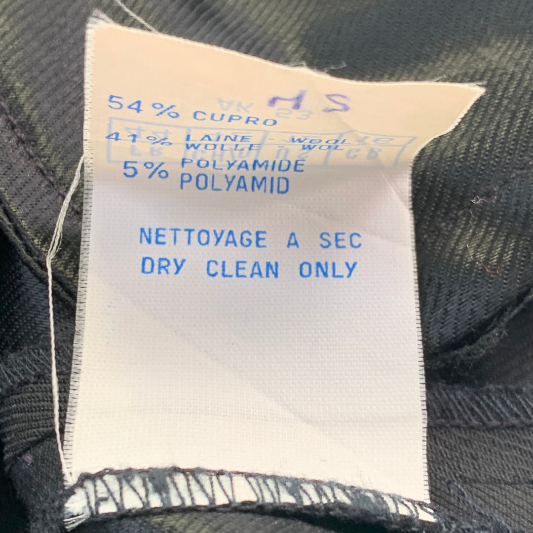 ALAIA Size 12 Black Cupro Wool Blend Pleated Tapered Button Fly Dress Pants