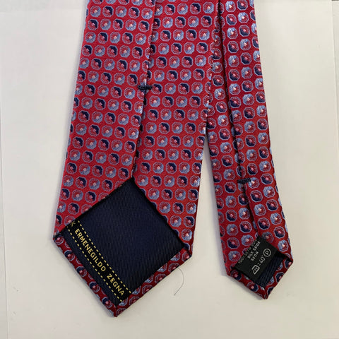 ERMENEGILDO ZEGNA Size One Size Red Blue Abstract Silk Tie