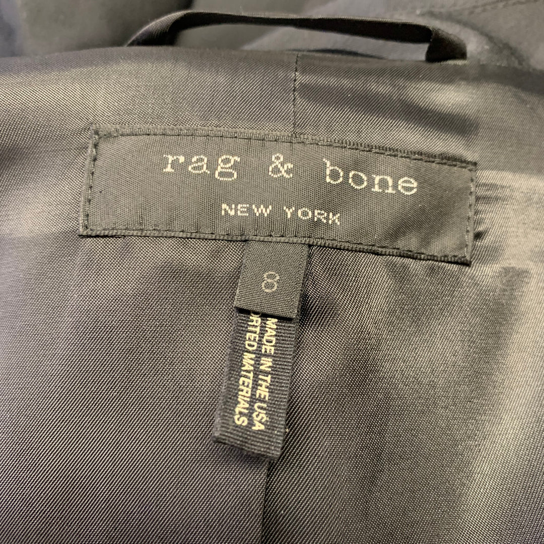 RAG & BONE Size 8 Black Wool Blend Double Breasted Vest