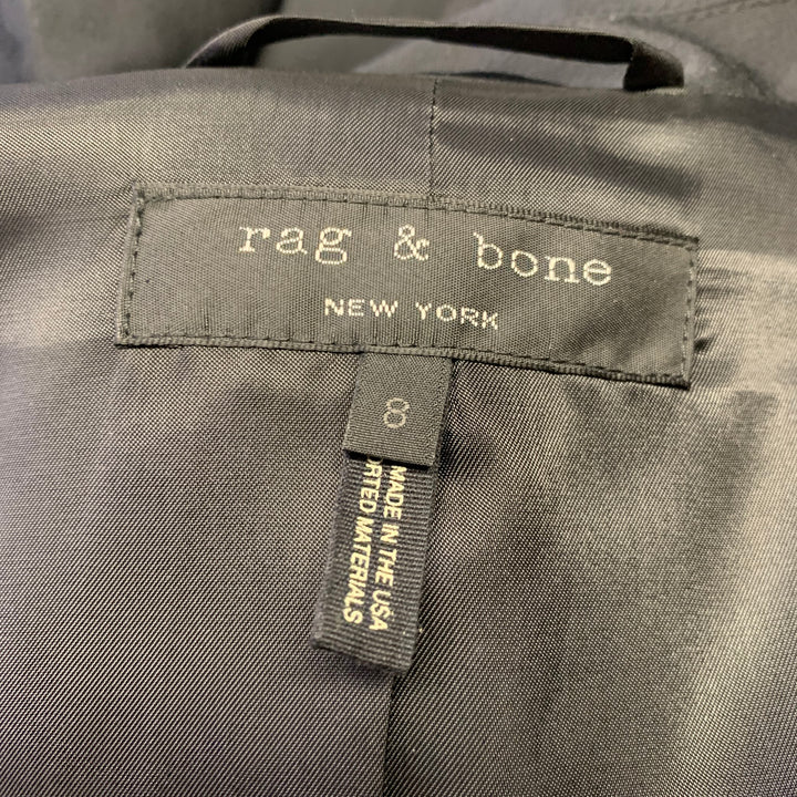 RAG & BONE Size 8 Black Wool Blend Double Breasted Vest