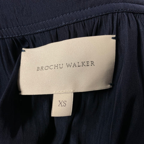 BROCHU WALKER Size XS Navy Polyester Pleated Long Dress