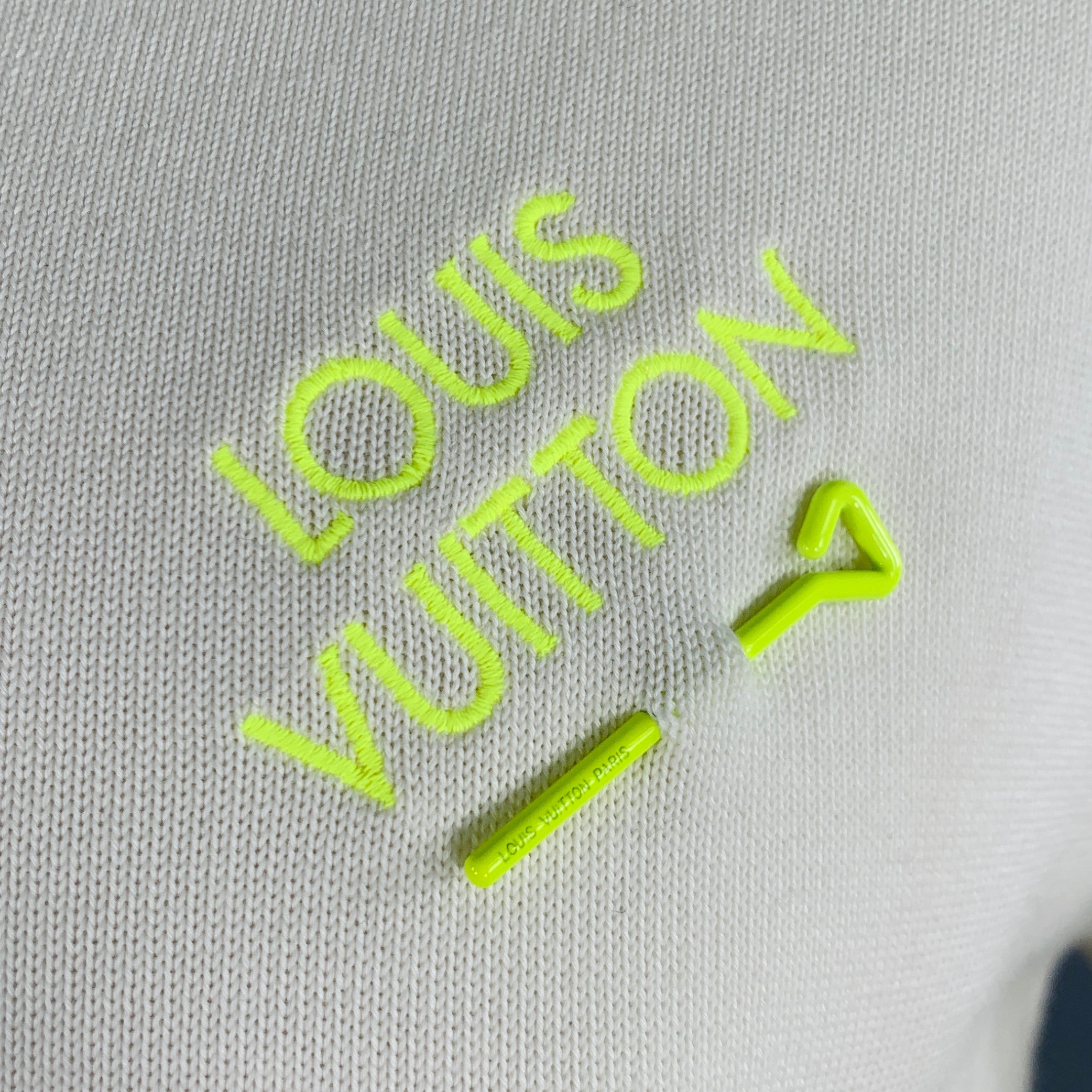 LOUIS VUITTON Size L Beige Knit Cotton Crew Neck T-shirt