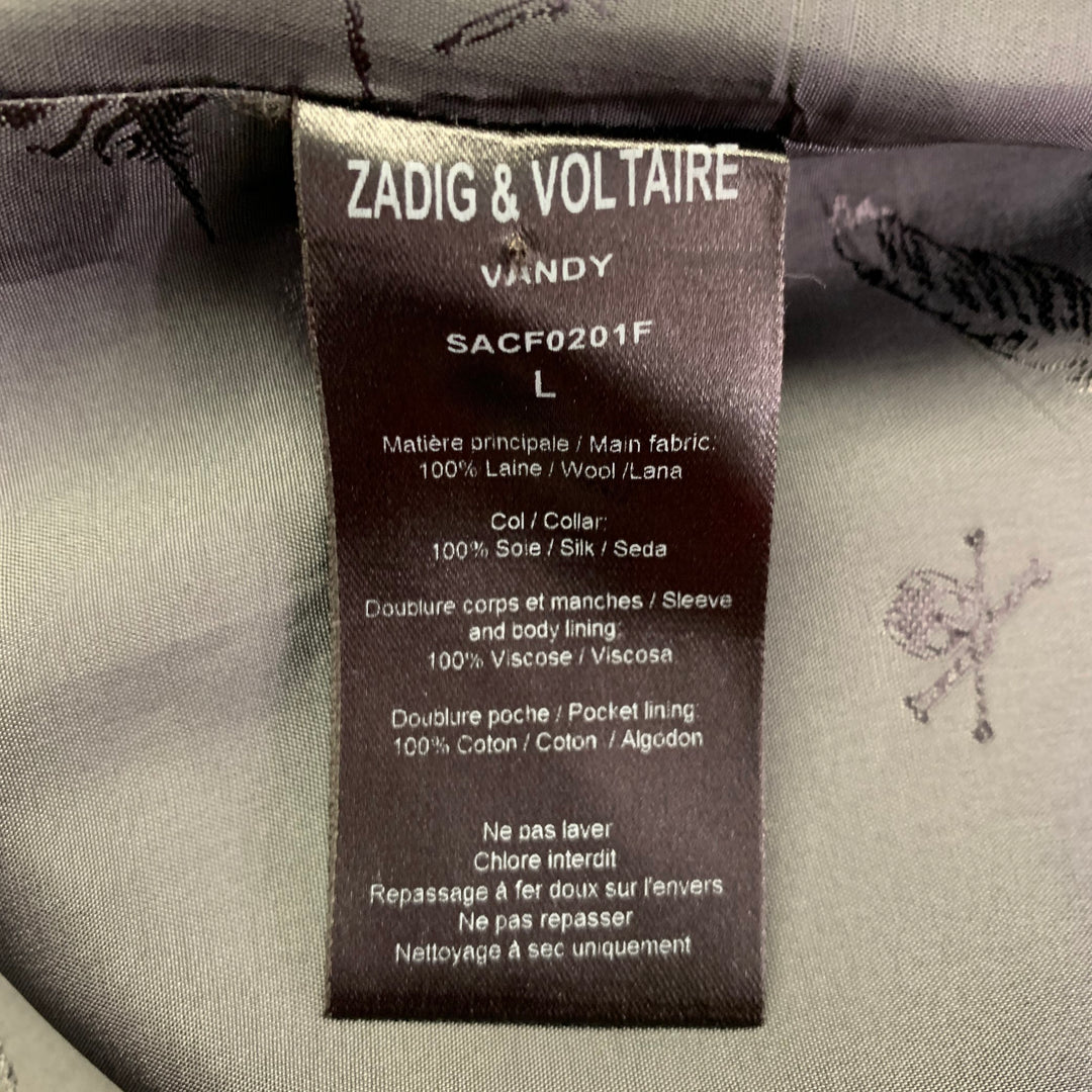 ZADIG & VOLTAIRE Size M Steel Blue Black Wool Shawl Collar Sport Coat