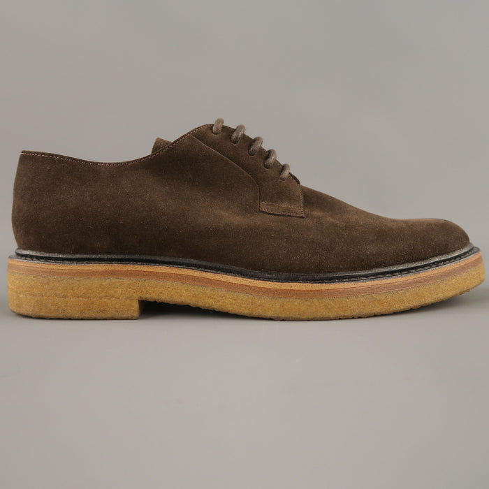 DRIES VAN NOTEN Size US 7 Brown Solid Suede Crepe Sole Lace Up Shoes
