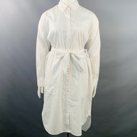 joie shirt dress JOIE Size L Daines White Cotton Belted Midi Shirt Dress