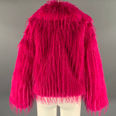 JAYLEY COLLECTION Size M Pink Fuchsia Modacrylic Faux Fur Cropped Coat