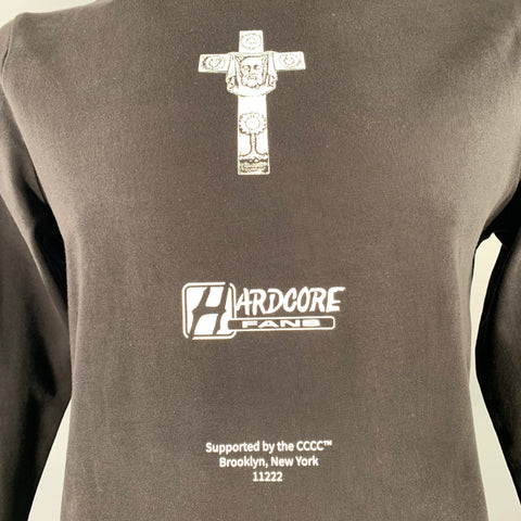WILLY CHAVARRIA Size L Turtleneck Hardcore Black White Graphic Cotton Pullover
