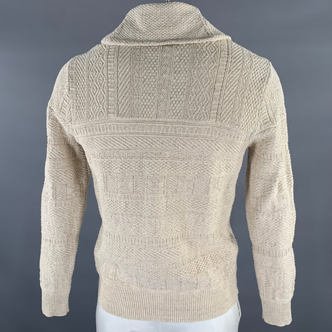 RRL by RALPH LAUREN Size L Cream Knit Cotton Silk Shawl Cardigan