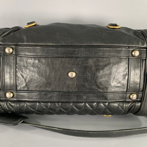 Sac de voyage JOHNSON LEATHERS en cuir matelassé noir