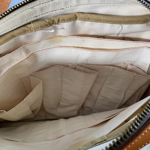 FILSON Cream Tan Canvas Leather Top Handles Crossbody Bag