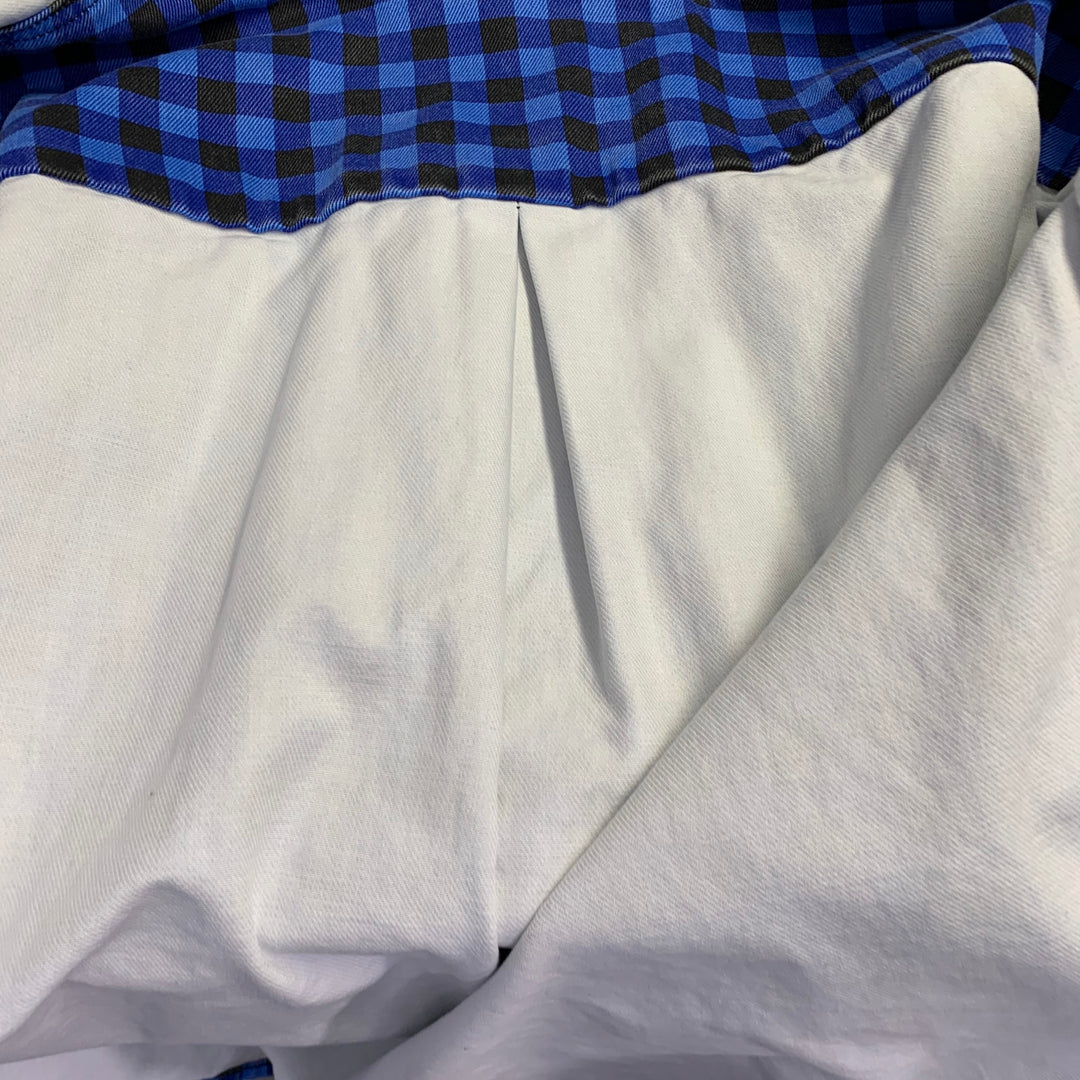 ALEXANDER WANG Size S Blue Black Checkered Cotton Oversized Shirt Jacket