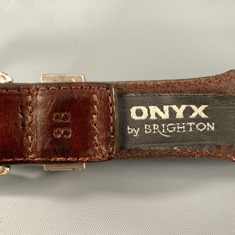 ONYX Size 38 Brown Studded Leather Belt
