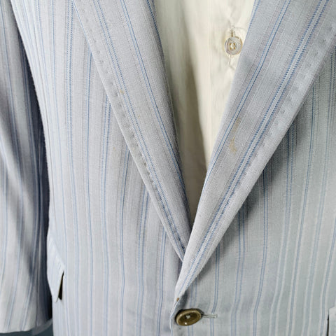 ASTOR & BLACK Size 44 Grey Blue Stripe Single Breasted Sport Coat