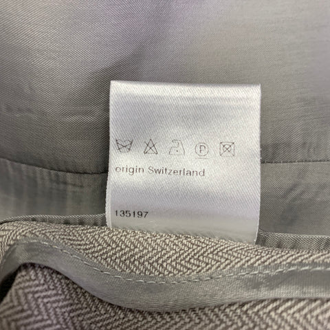 AKRIS Size 8 Grey Taupe Viscose Herringbone Raw Edge  Blazer