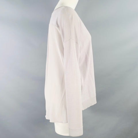 MARGARET OLEARY Size M Cotton Silk Long Sleeve Scoop Neck Casual Top