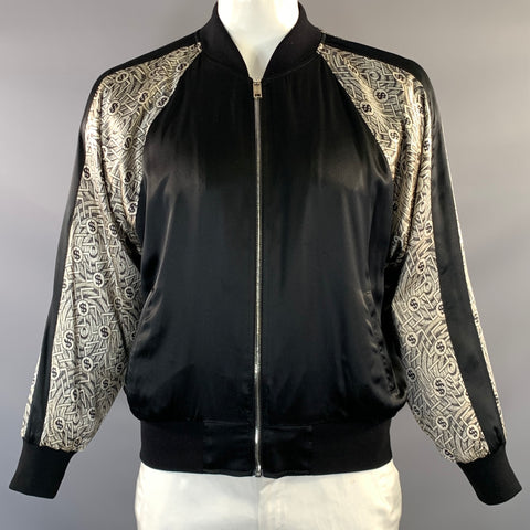 ENFANTS RICHES DEPRIMES ERD SS2020 L Black Grey Silk Zip Up Jacket