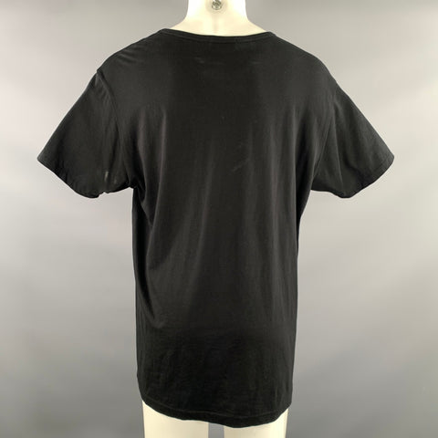 YOHJI YAMAMOTO Size M Black Brown Graphic Cotton T Shirt