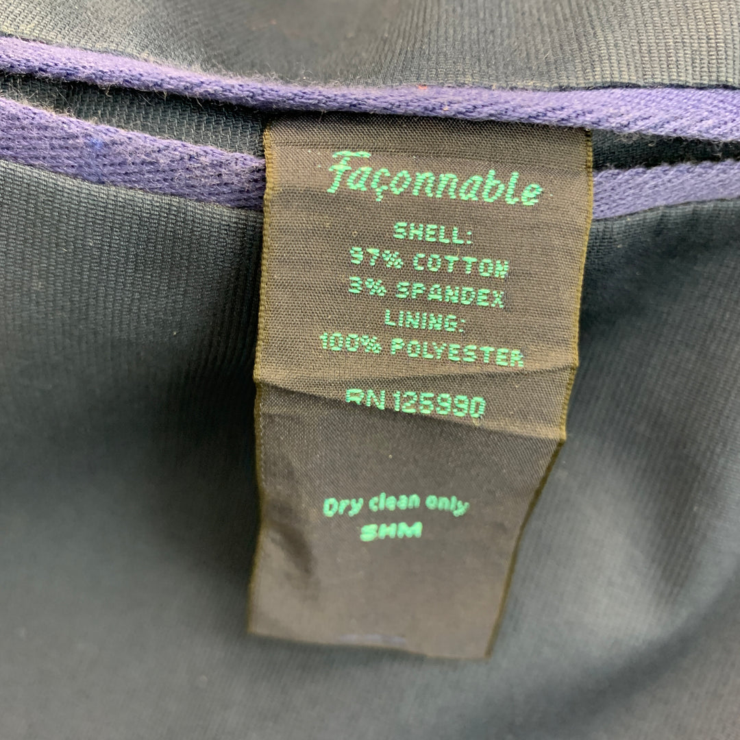 FACONNABLE Size L Navy Cotton Blend Single Breasted Notch Lapel Sport Coat
