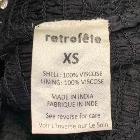 RETROFETE Size XS Black Silver Viscose Crystal Embellishment Strapless Mini Dress