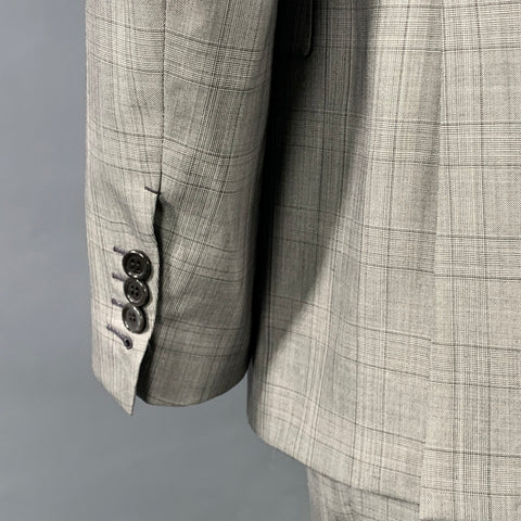 BRIONI Size 42 Regular Grey Black Glenplaid Wool Silk Blend Peak Lapel Suit