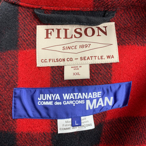 JUNYA WATANABE x FILSON Size XXL Red Black Buffalo Plaid Wool Jacket