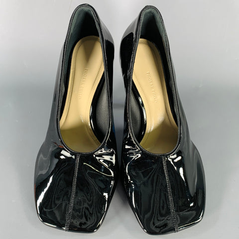 PHOEBE PHILO Size 7.5 Black Patent Leather Square Toe Pumps