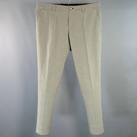 DOLCE & GABBANA Size 34 Black White Houndstooth Cotton Zip Fly Dress Pants