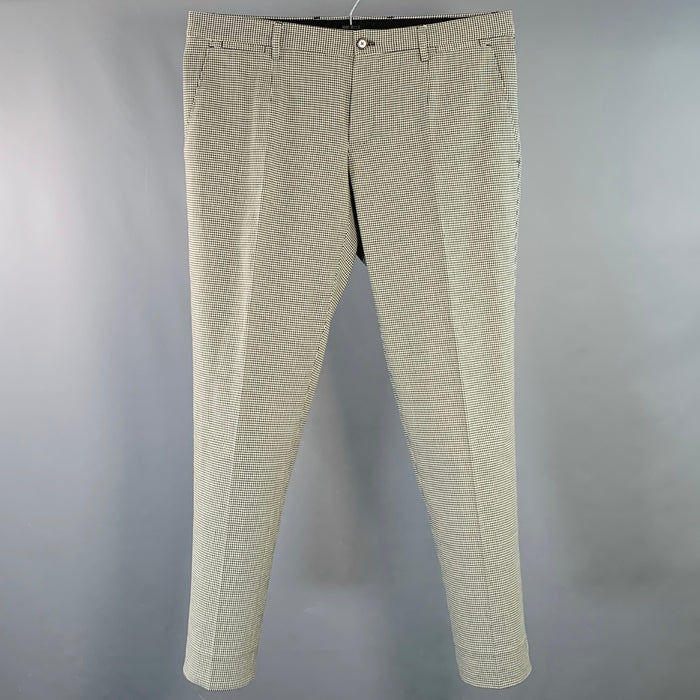 DOLCE & GABBANA Size 34 Black White Houndstooth Cotton Zip Fly Dress Pants