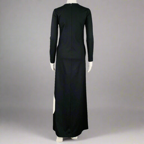 LISA PERRY Size 0 Black White Viscose Blend Polka Dot Maxi Dress