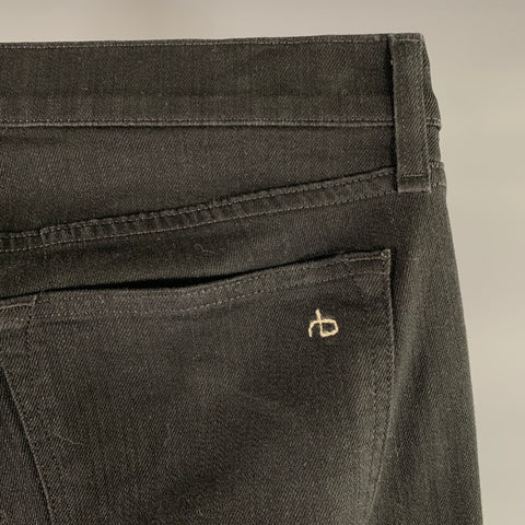 RAG & BONE Size 34 Black Heather Cotton Blend Button Up Jeans
