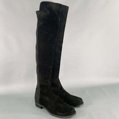 STUART WEITZMAN Size 7.5 Black Suede Knee High Boots
