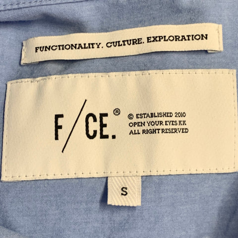 F/CE Size S Blue Cotton Blend Two Pockets Snaps Oversized Short Sleeve Shirt
