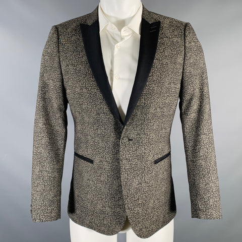 THE KOOPLES Size 38 Grey Black Cotton Blend Peak Lapel Sport Coat