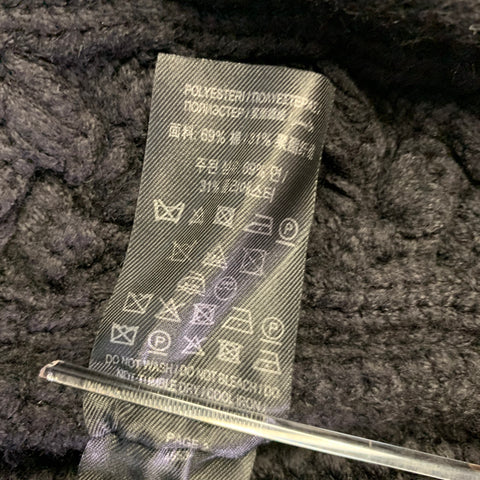 BURBERRY Size L Black Cable Knit Cotton Polyester Raglan Sweater