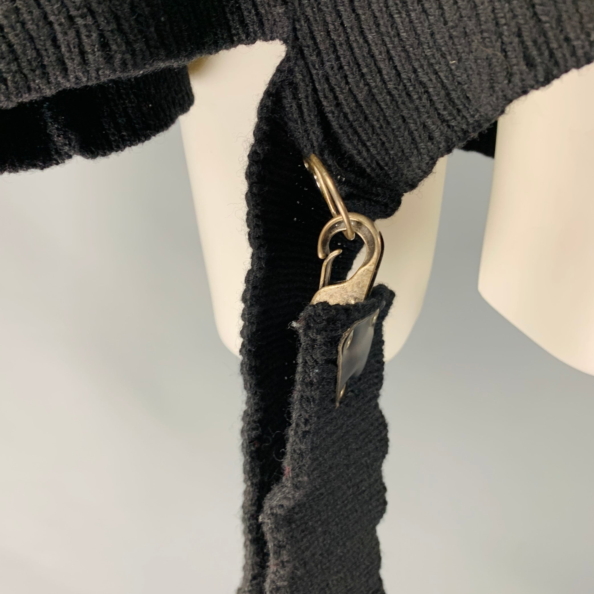 RAF SIMONS Size S SS18 Fireman Buckle Black Knit Wool Oversized Sweater Sui Generis Designer Consignment