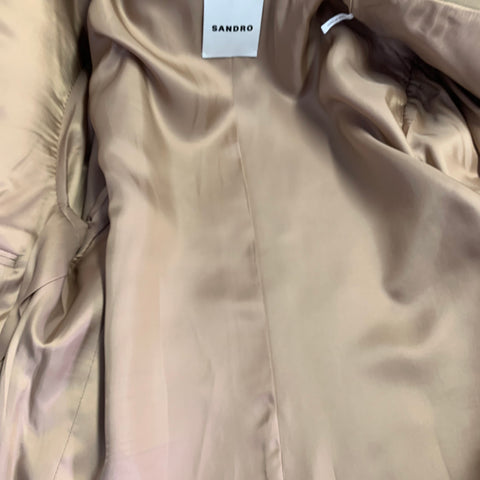 SANDRO Size 38 Beige Virgin Wool Blend Notch Lapel Sport Coat