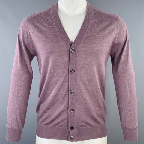JIL SANDER Size 36 Purple Cashmere Silk V-Neck Cardigan
